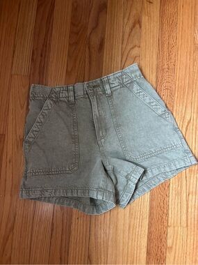 GAP High-Rise Washed Olive Utility Shorts